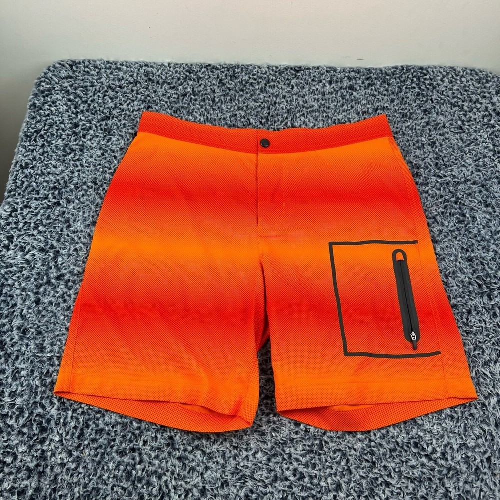 Mack Weldon Hybrid Board Shorts Mens 33/34 Orange Pocket Lightweight Stretch